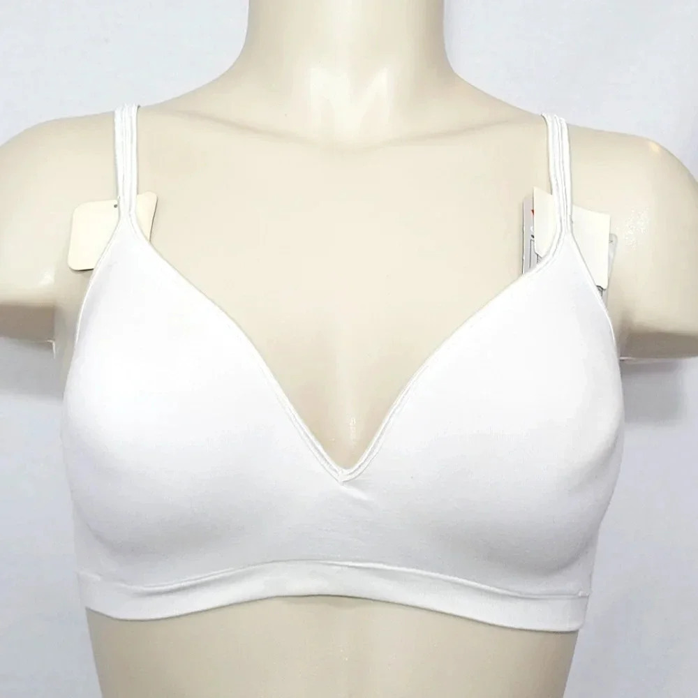 LARGE Hanes HC82 G262‎ Wire Free Soft Cup Bra White